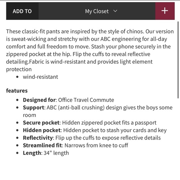 Lululemon Men's Commission Warpstreme Pant Size 33 in Stoney Gray - Picture 13 of 15